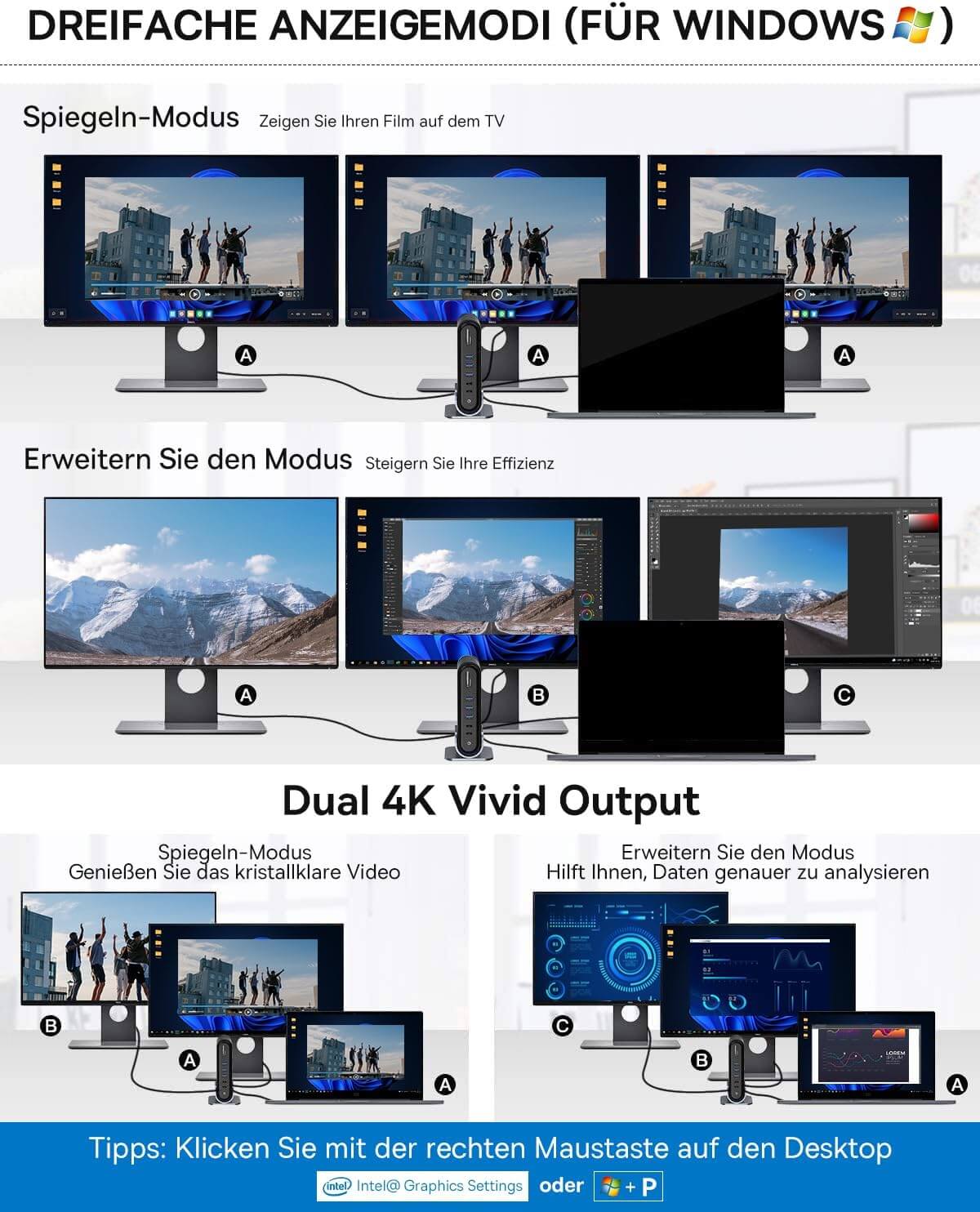 Baseus 17-in-1 docking station with 4K HDMI supports 3 monitors display modes and dual 4K output