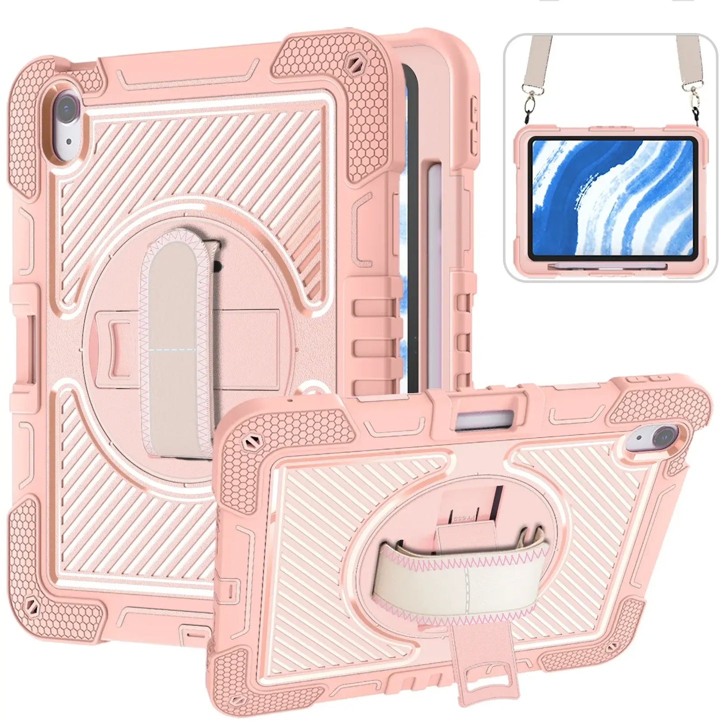For iPad Air11 M2 Pro 11 M4 2024 A2899 A2900 A2902 Tablet Cover FOR A2837 A3006 cover With Foldable Bracket+Shoulder Straps