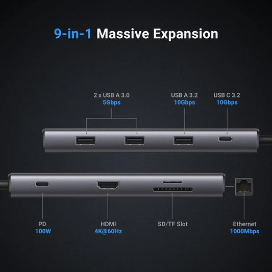 UGREEN Revodok Pro 109 USB C Hub front view Techs Park