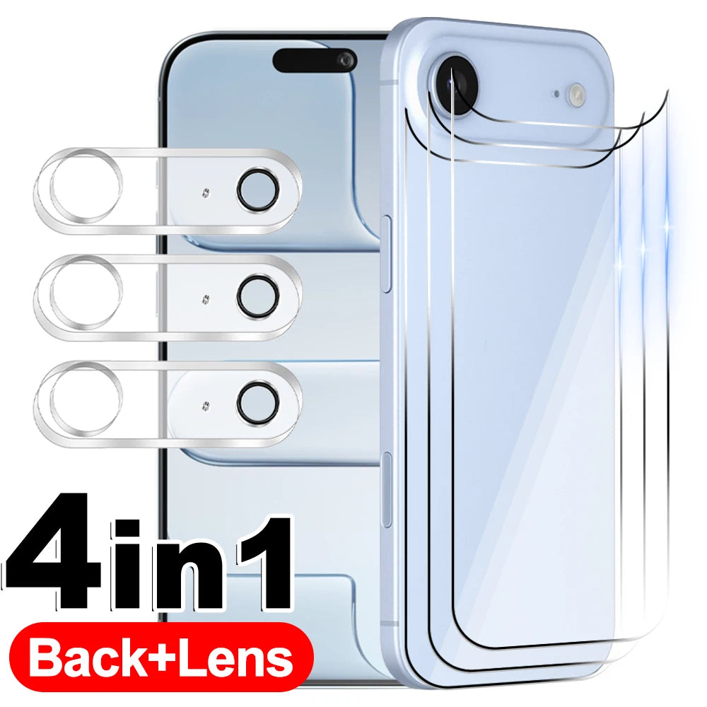 2+2Pack Tempered Glass Screen Protectors for IPhone 17Pro 16 15 14 ProMax Plus Back Films & Camera Lens Cover for IPhone 17Air