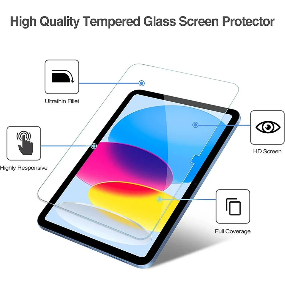 Tempered Glass For Ipad 10 9 9th 10th Generation Air 13 11 5 4 M2 Screen Protector Pro 11 12.9 M4 2024 10.2 10.9 Protective Film