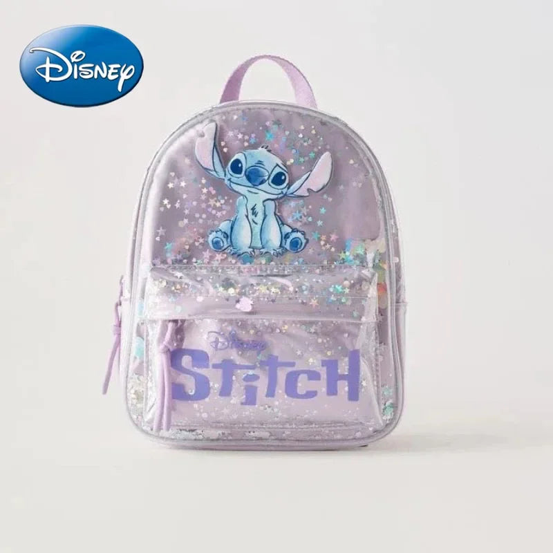 2025 New Disney Stitch Cartoon Sequin Trendy Fashion Boys and Girls Backpack Multifunctional Kindergarten School Bag