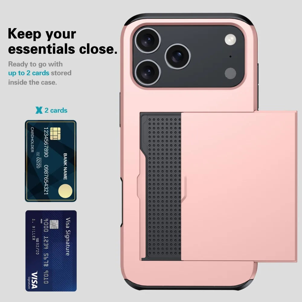 Wallet Slide Cover Card Slot Phone Cover For iPhone 17 Pro Max 17 Air 17Pro Max Case Luxury Business Style Shockproof Funda Capa