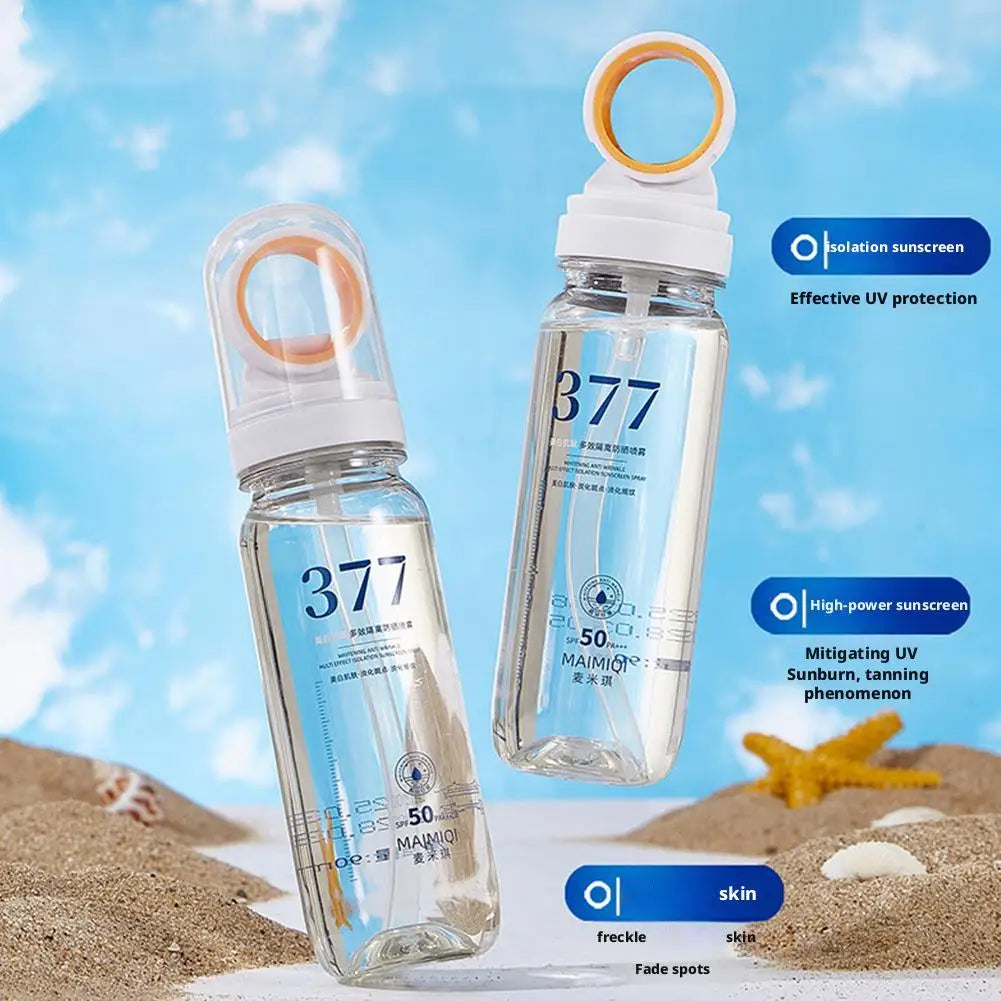 90ml 377 Facial Skin Whitening Sunscreen Spray Anti-wrinkle Anti-aging Multi-effect Isolation Sun Protection Spray SPF 50+