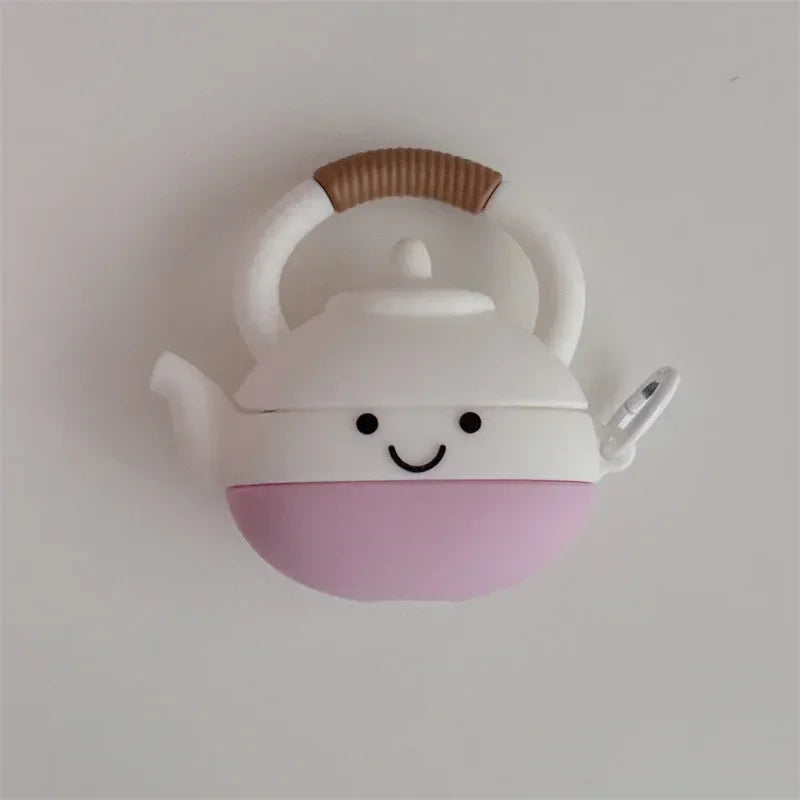 Cartoon Teapot Case for AirPods 4 Airpod 1 2 3 Pro Pro2 Bluetooth Earbuds Charging Box Protective Earphone Case Cover
