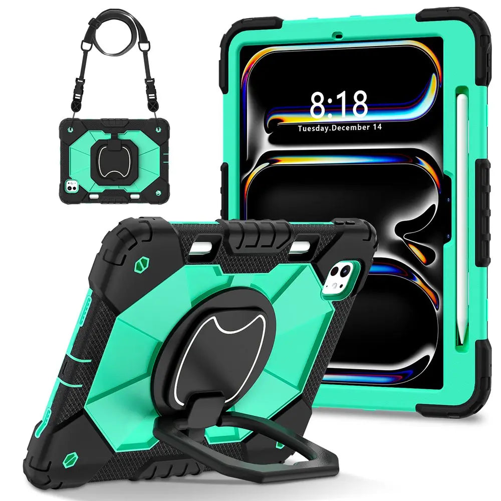 For ipad Pro 11 inch 2024 M4 A2836 A2837 A3006 Case Kids Tablet cover Silicone +PC case for Apple iPad PRO 11" 2024 + strap