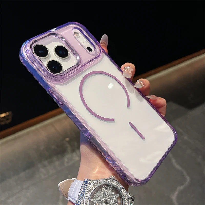Luxury For Magsafe Magnetic Wireless Charging Phone Case for iPhone 17Air 17Pro 17 Pro Max Shockproof Transparent Hard Cover