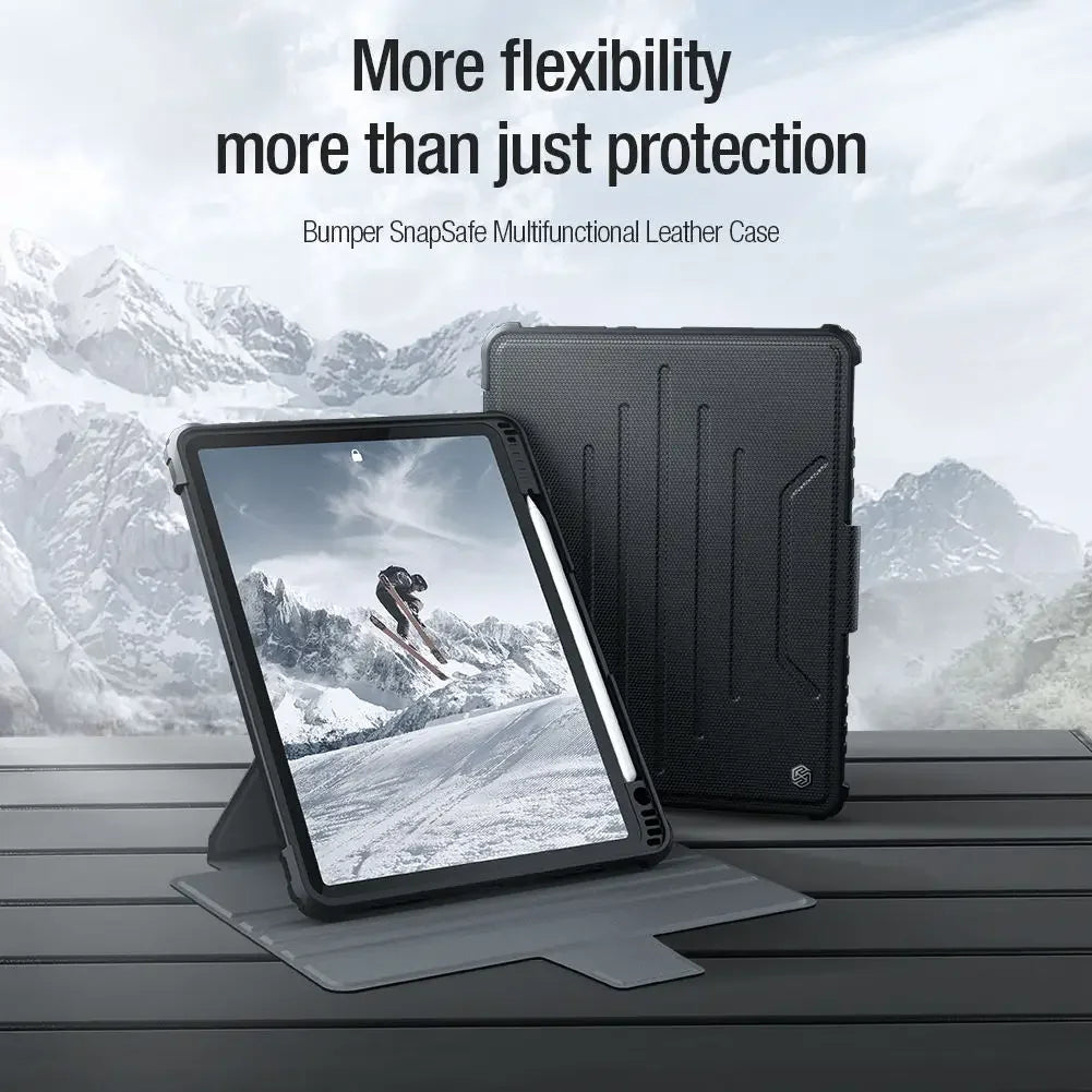 Nillkin Armor Bumper Slide Camera Magnetic Flip Leather Case for iPad Pro 2020 2021 2022 Air 4 5 10.2 10.9 11 12.9 Lens Cover