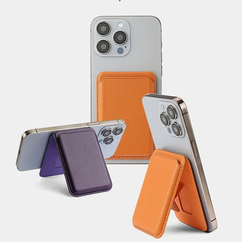 Kickstand Magnetic Leather Wallet Case for iPhone 17 16 15 14 Pro Max Galaxy Card Holder Magsafe Phone Bag Cover Accessories