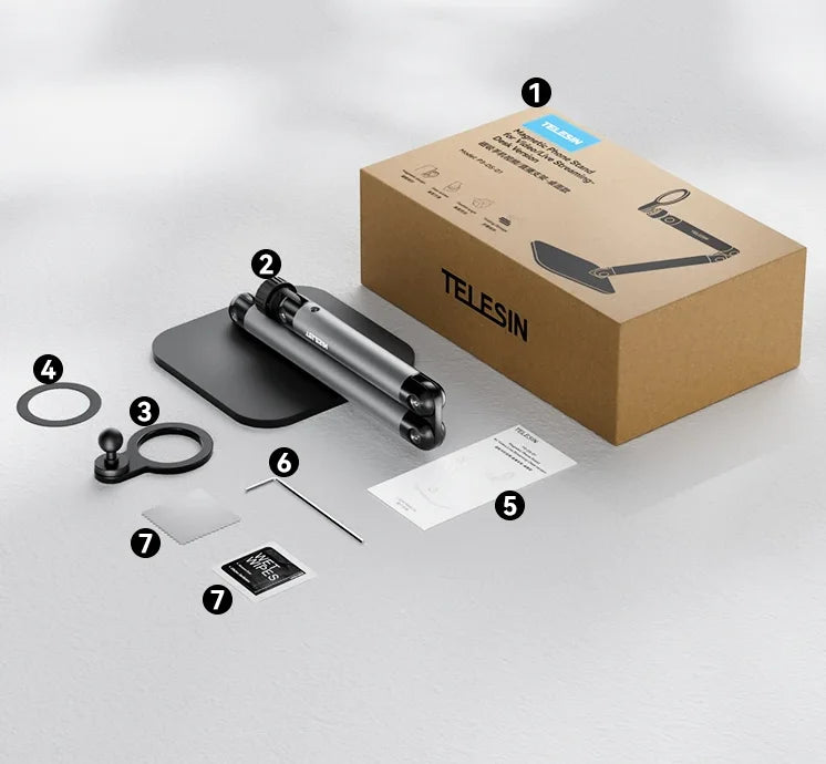 TELESIN Universal Magnetic Mobile Phone Quick Release Stand Holder Aluminium Alloy Phone Stand For iPhone 16 17 XIAOMI SAMSUNG
