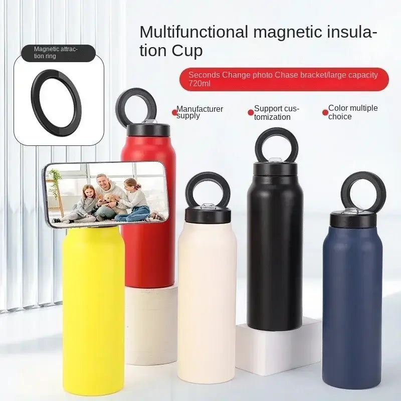 Water Bottle with Magnetic Phone Holder and Built-in Stand Perfect Gym Workouts Outdoor Adventures and Travel