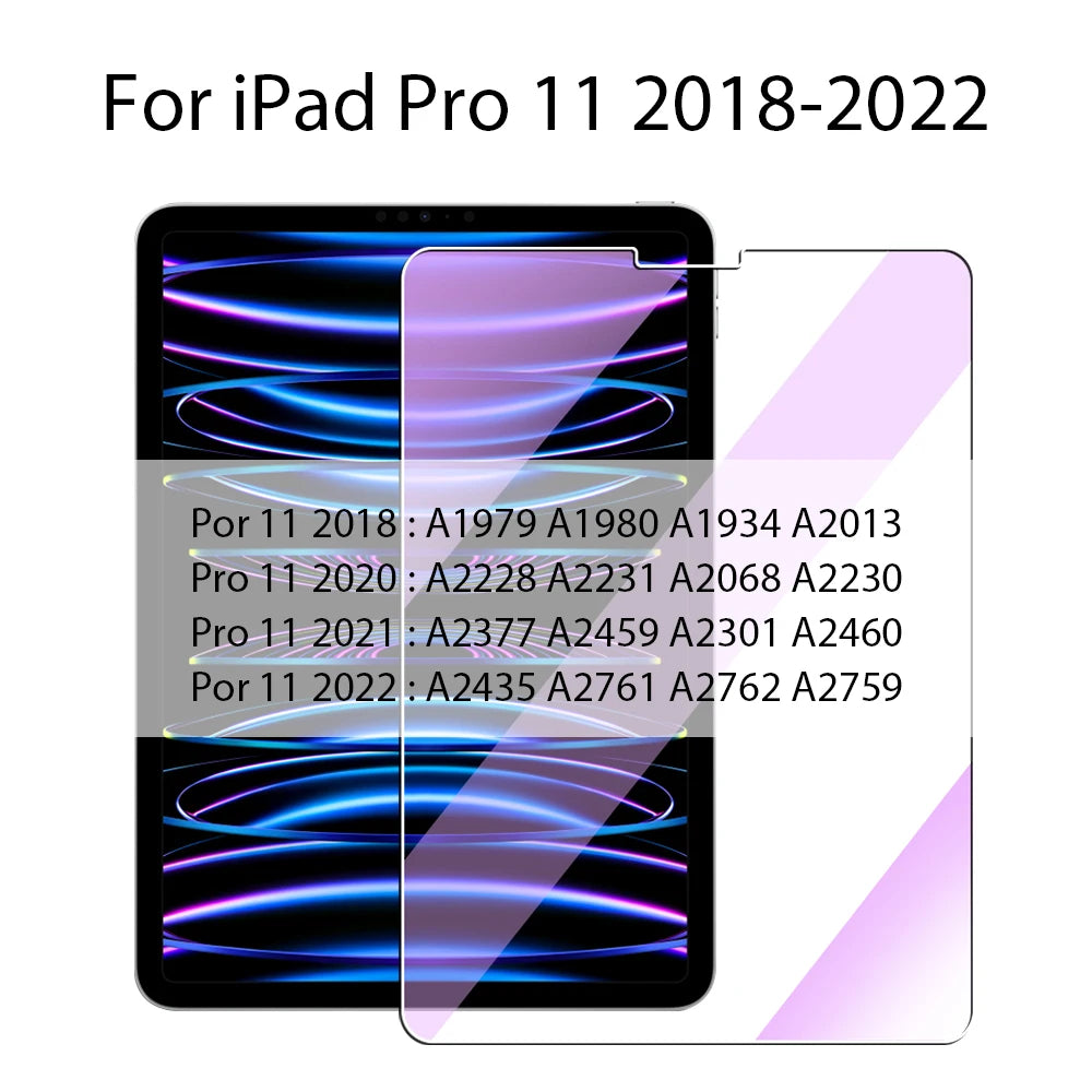Tempered Glass For Ipad Pro 13 11th M4 12.9 A16 10 9 10th 9th Gen Screen Protector Air 11 5 4 M2 M3 Mini 6 7 A17 Blue Light Film
