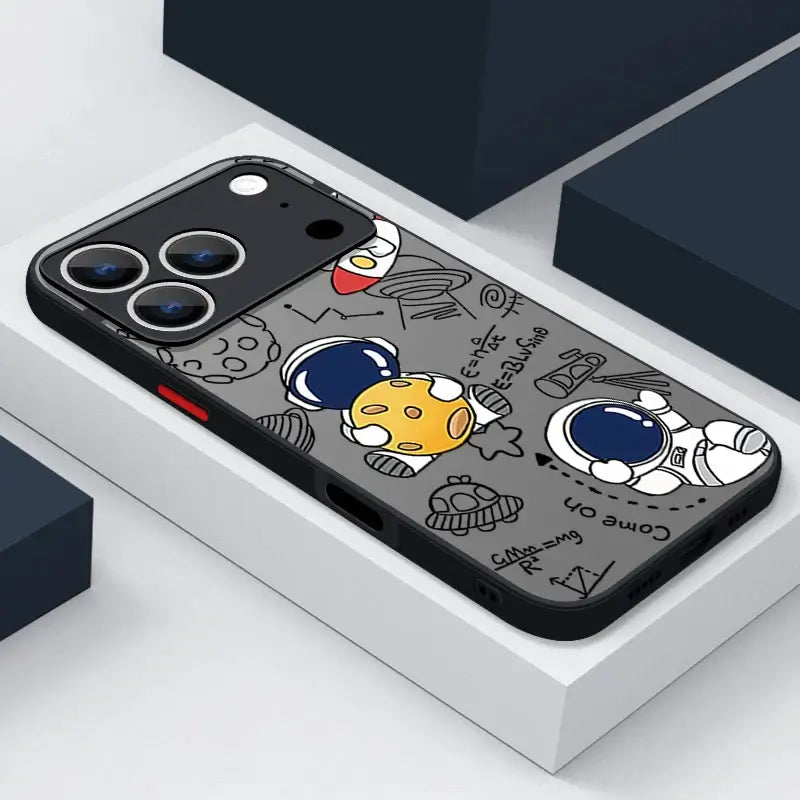 Coque de téléphone mignonne d'astronaute pour iPhone 17 Air 16 15 14 13 12 Pro Max 16 17 Pro 16e 11 Antichoc Bord Souple Mat Étui Rigide Funda