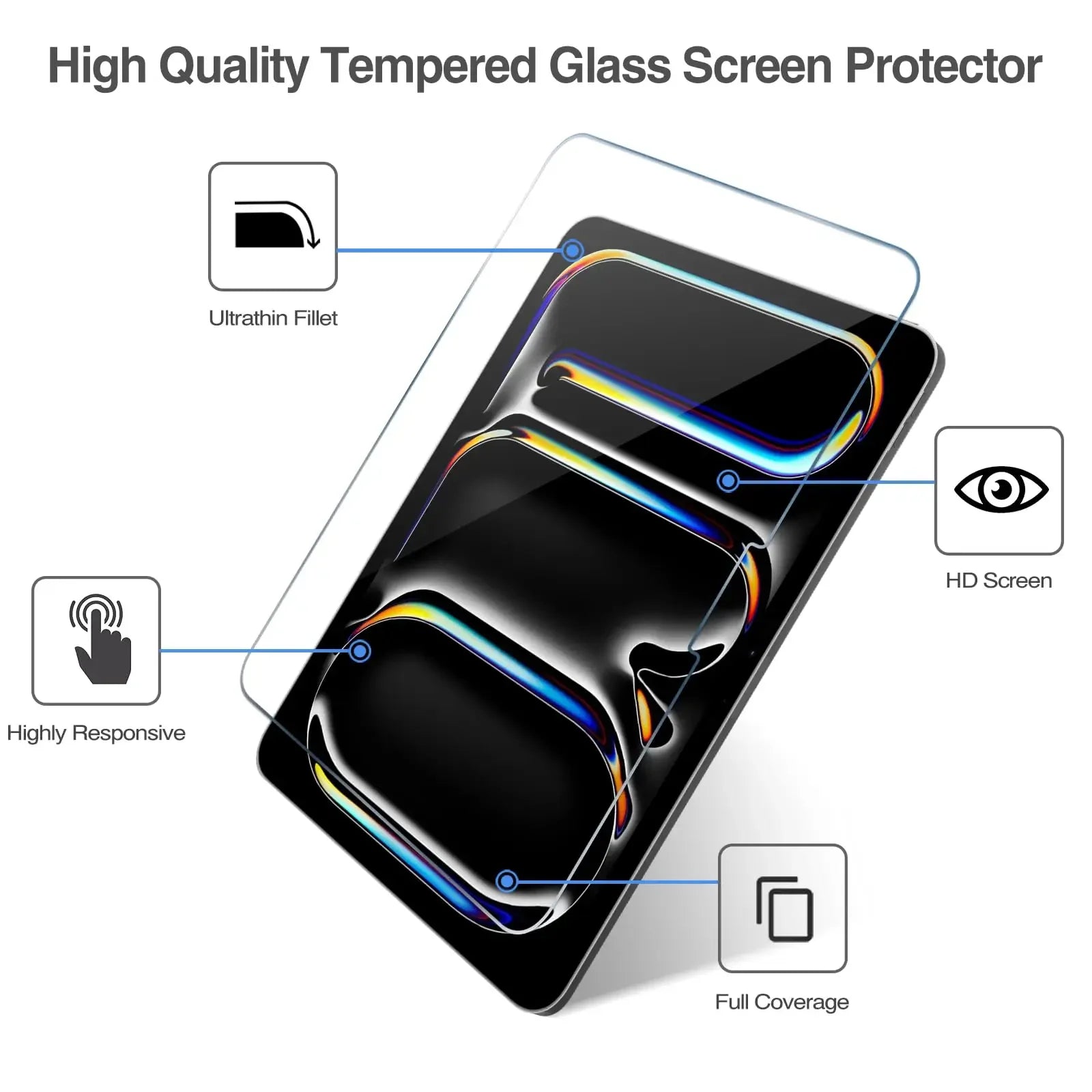 2Pcs Tempered Glass Screen for iPad Air 13" (M2) 2024 HD Saver Protective Film Guard Screen Protector for iPad Pro 13 Inch (M4)