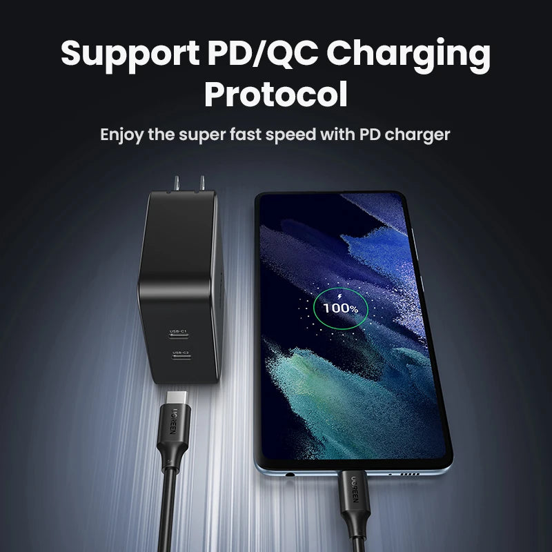 UGREEN 100W USB C to USB C Cable for iPhone 15 MacBook iPad Pro  Fast Charging Cable 5A 100W Type C Fast Charger PD Cable USB C