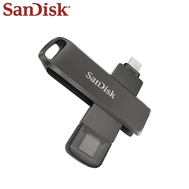 SanDisk OTG iXpand Flash Drive Luxe iX70 Pendrive Type-C & Lightning USB 64GB 128GB 256GMetal Memory Stick for iPhone Mac Laptop