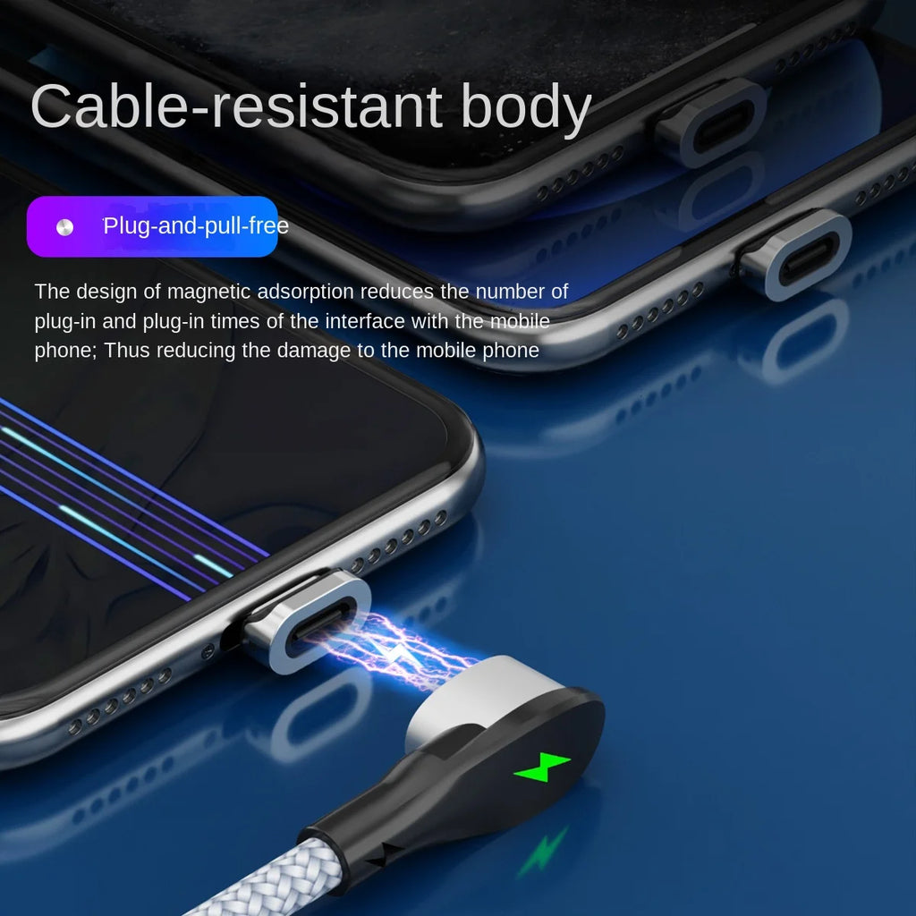 3A elbow magnetic suction data cable suitable for Huawei TypeC fast charging USB woven phone charging anker