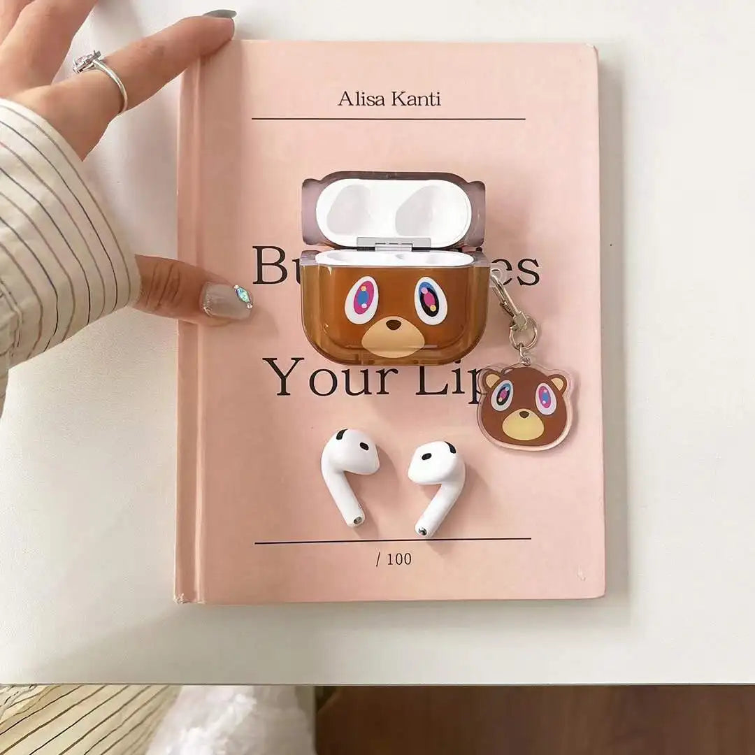 Bear Earphone Case For AirPods 4 3 Pods 2 1 Protect Cover For Apple AirPods Pro Pro2 Cartoon Anime Decorate With Pendant Gift