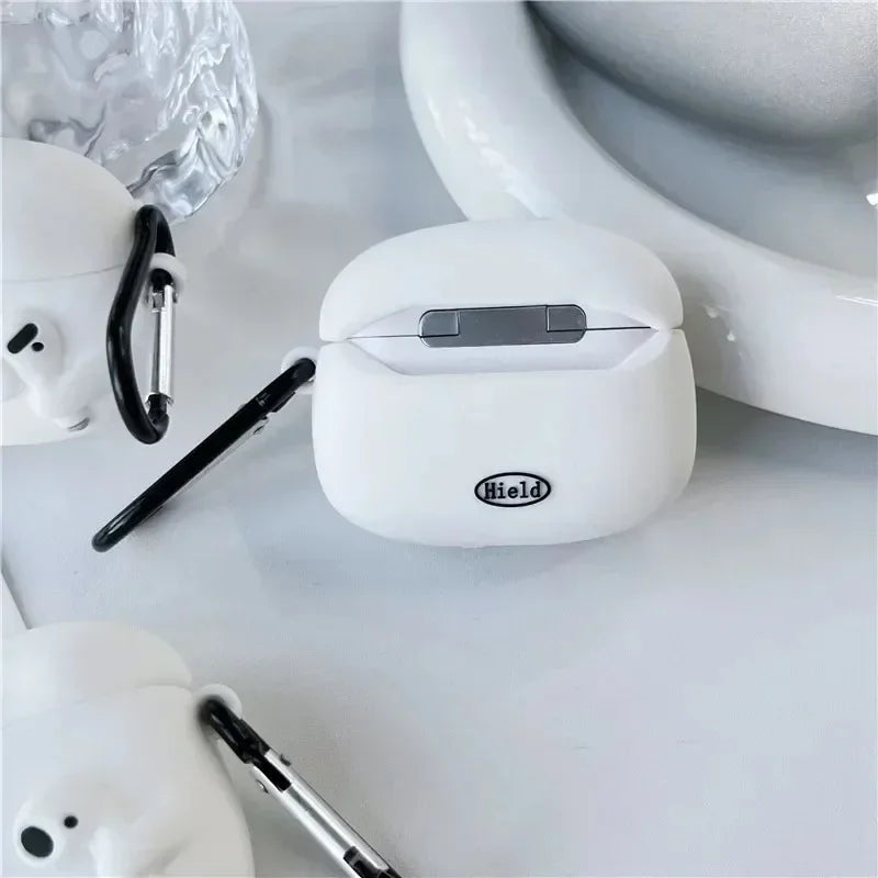 For Airpods 1 2 Pro 3 Individuality Cute White Cartoon with Earphones Hook up Anti-Drop Earphone Case For Airpods Pro 2 Shell
