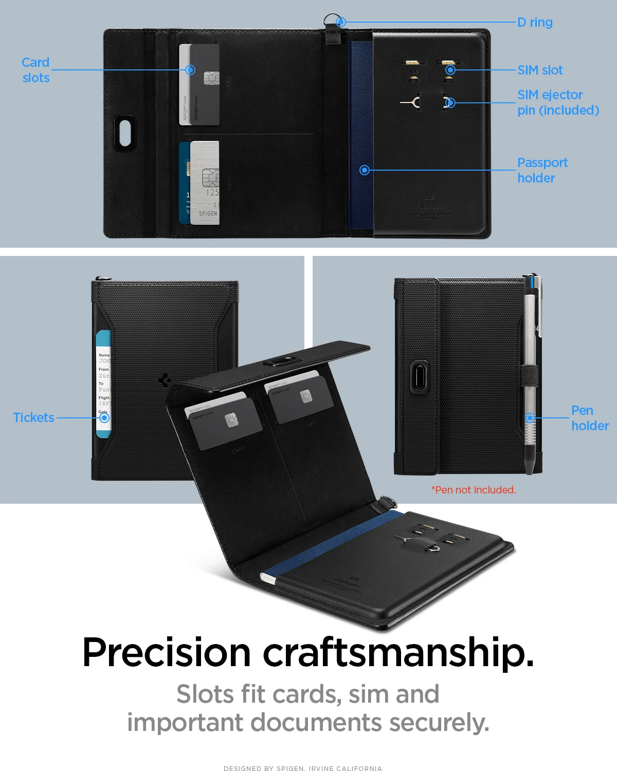 Spigen Universal Passport Holder Case Bag with RFID Blocking
