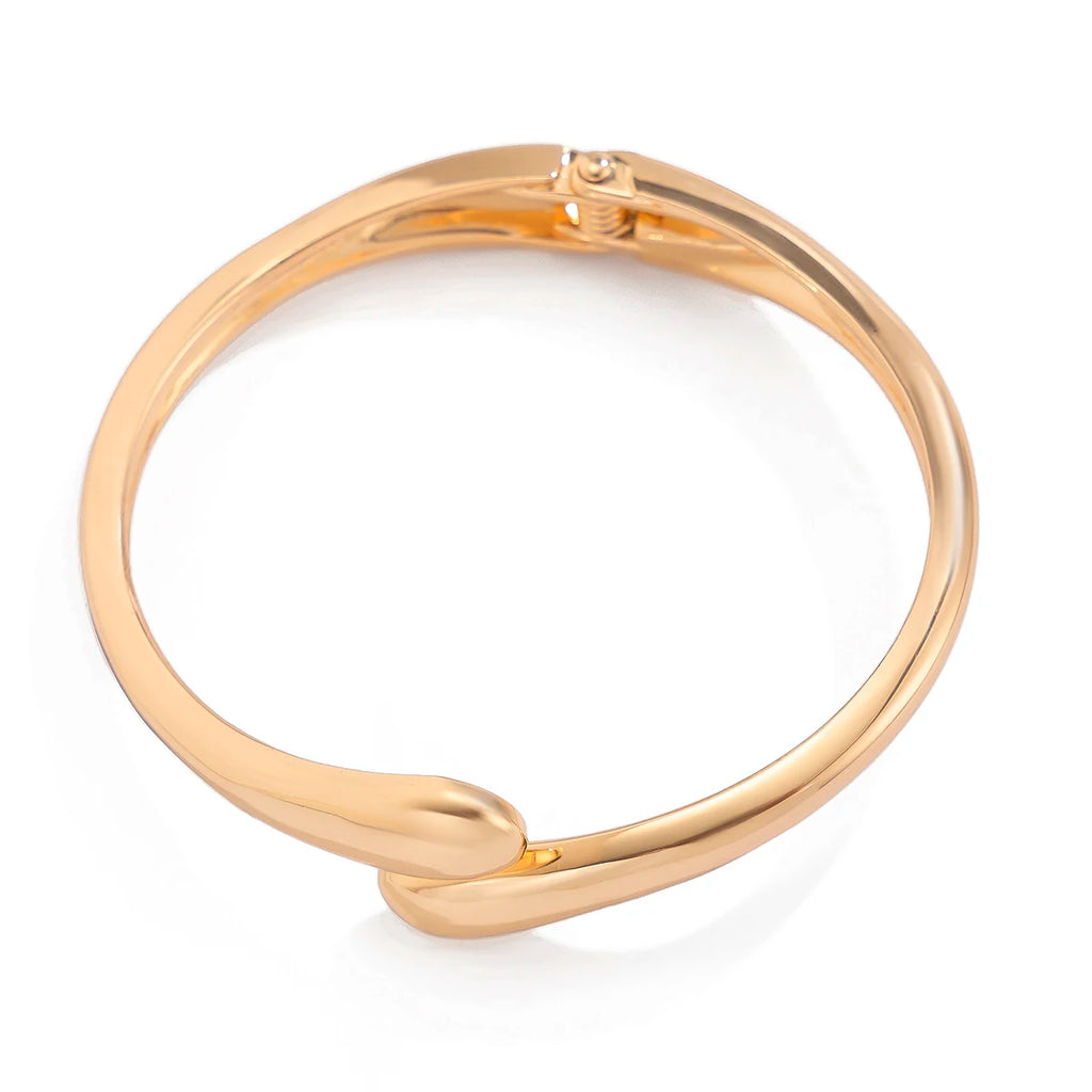 Ingemark Creative Water Drop Wide Metal Bangle for Women Gold Color Geometric Twisted Bracelets Steampunk Couple Jewelry Gift