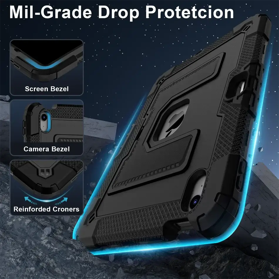 360 Rotation Stand Tablet Case For iPad 6 7 8 9 10th 11th Generation Pro 2025 11 Mini Air 4 5 10.9 inch Case Shockproof Cover
