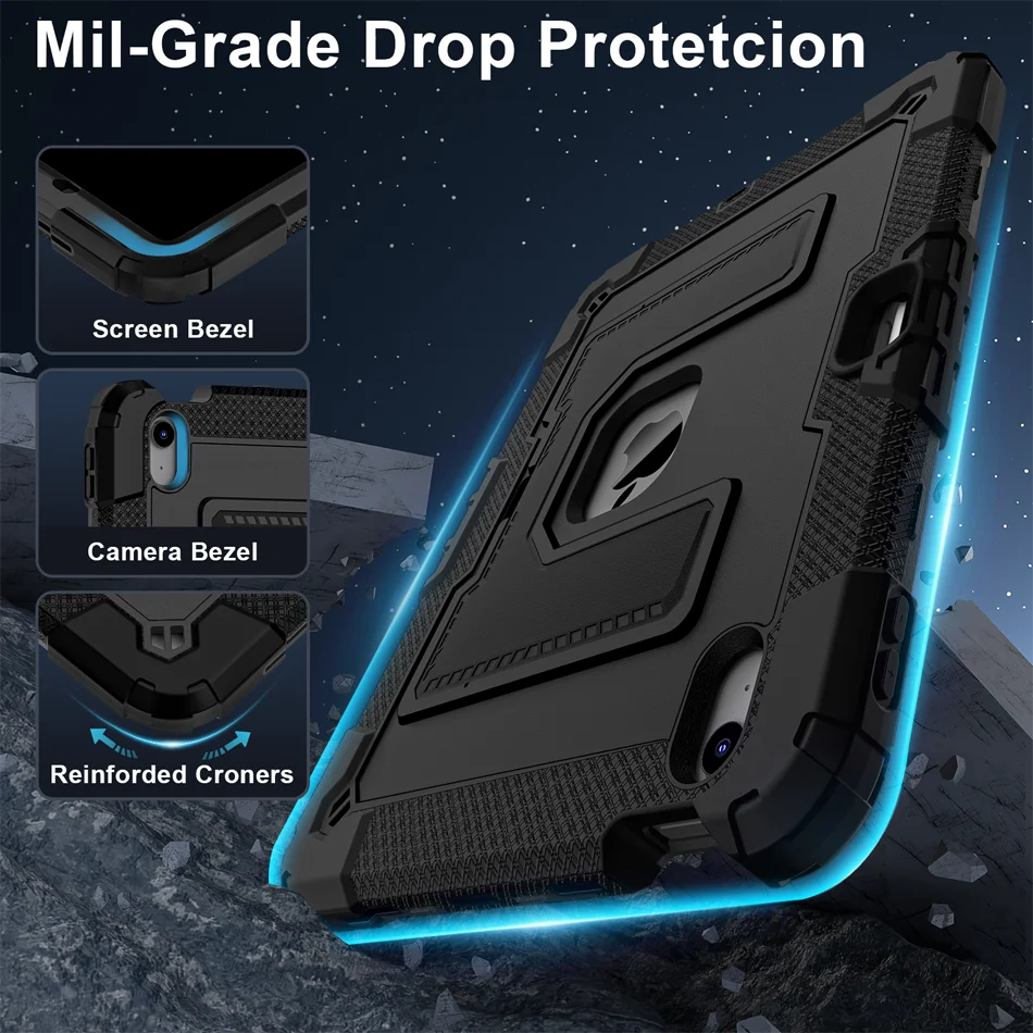 360 Rotation Stand Tablet Case For iPad 6 7 8 9 10th 11th Generation Pro 2025 11 Mini Air 4 5 10.9 inch Case Shockproof Cover