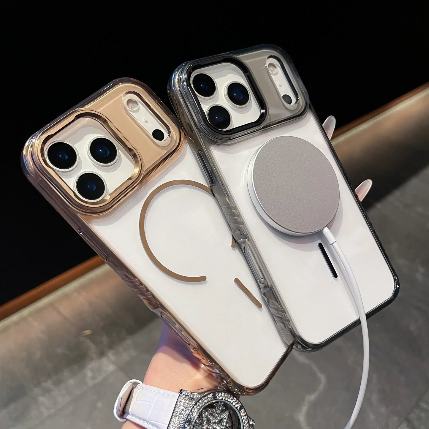 Coque de téléphone de luxe pour chargement sans fil magnétique Magsafe pour iPhone 17Air 17Pro 17 Pro Max antichoc transparente rigide