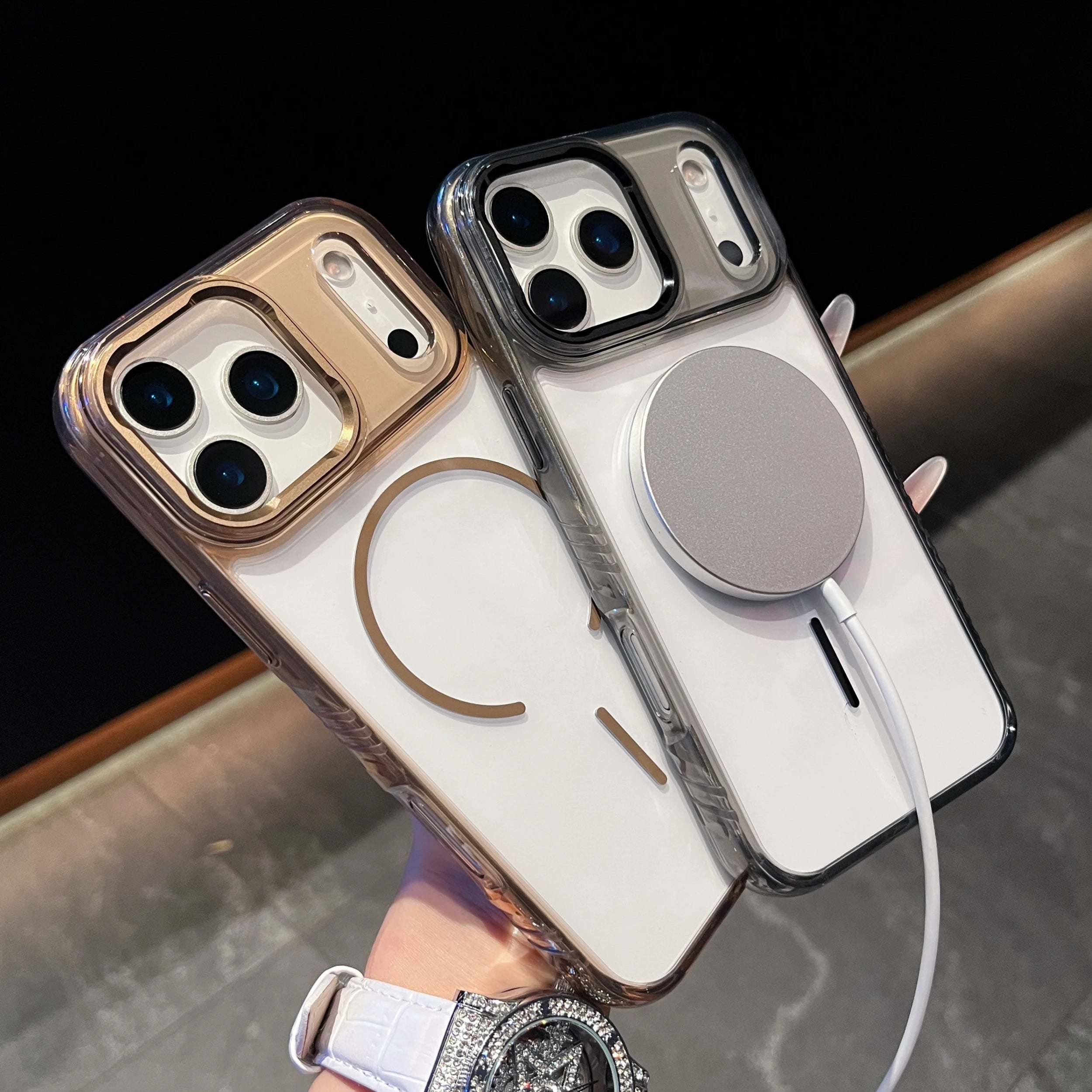 Luxury For Magsafe Magnetic Wireless Charging Phone Case for iPhone 17Air 17Pro 17 Pro Max Shockproof Transparent Hard Cover