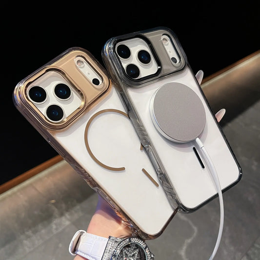 Luxury For Magsafe Magnetic Wireless Charging Phone Case for iPhone 17Air 17Pro 17 Pro Max Shockproof Transparent Hard Cover