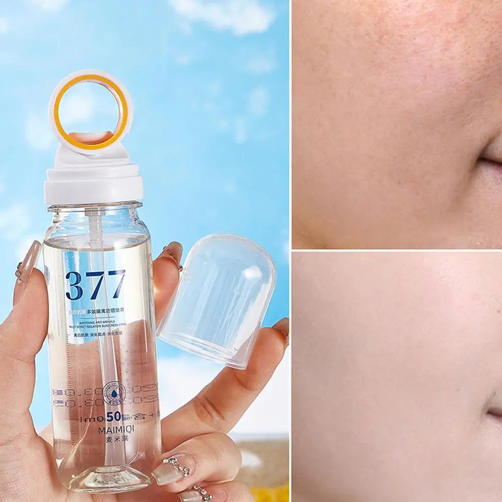 90ml 377 Facial Skin Whitening Sunscreen Spray Anti-wrinkle Anti-aging Multi-effect Isolation Sun Protection Spray SPF 50+