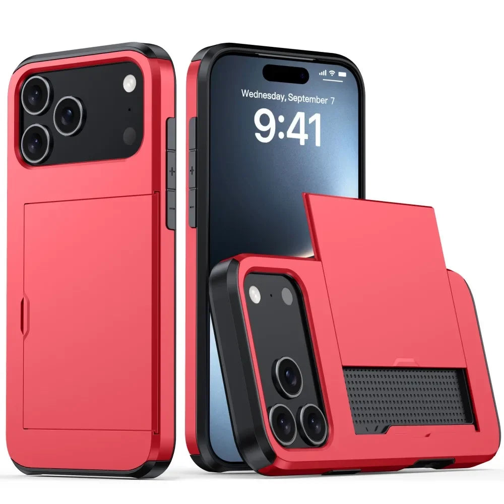 Wallet Slide Cover Card Slot Phone Cover For iPhone 17 Pro Max 17 Air 17Pro Max Case Luxury Business Style Shockproof Funda Capa