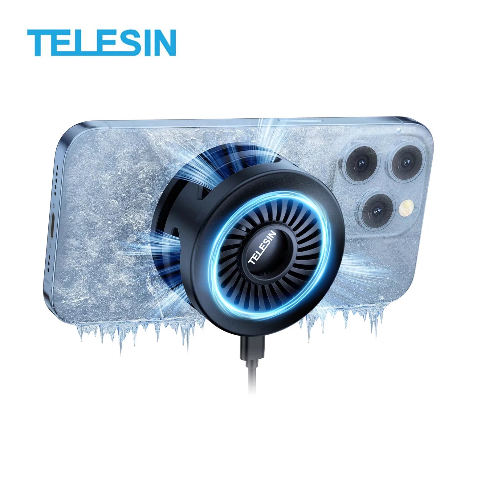 TELESIN Magsafe Phone Cooler & Wireless Charger for IPhone 16 Pro Max 15 14 13 Accessories Android Cellphone Cooling Fan Gaming