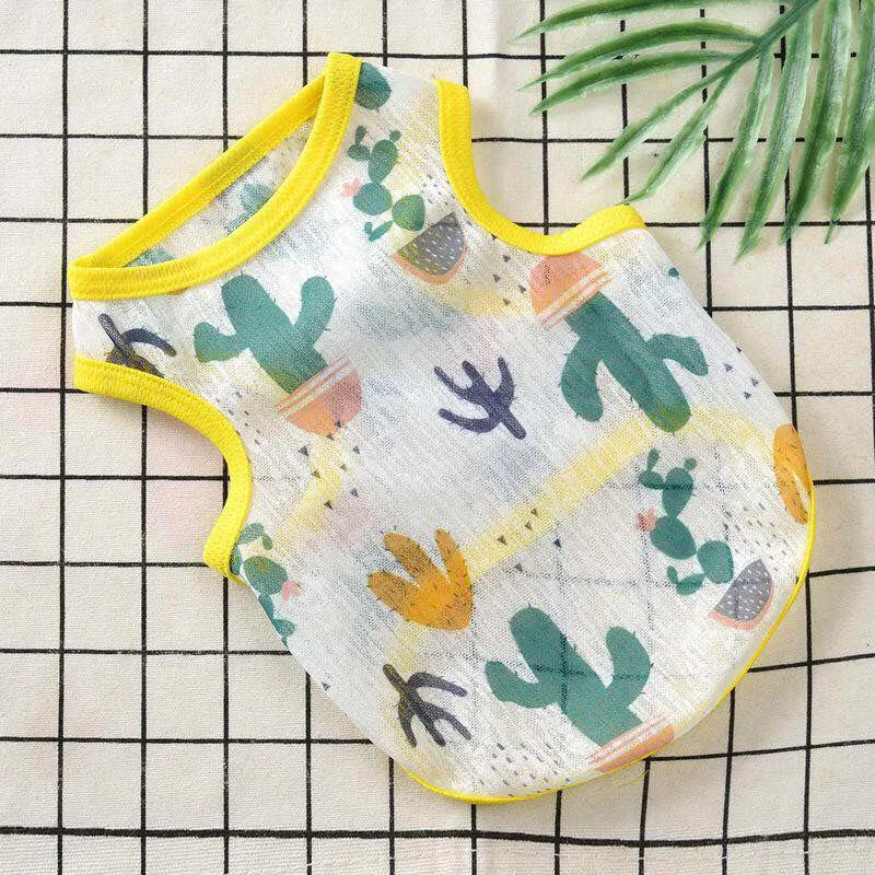 Sun Protection Clothing for Cats Summer Pet Vest Ultra-thin Breathable Cute Print Kitten Puppy Rabbit Clothes Pajamas ropa gato