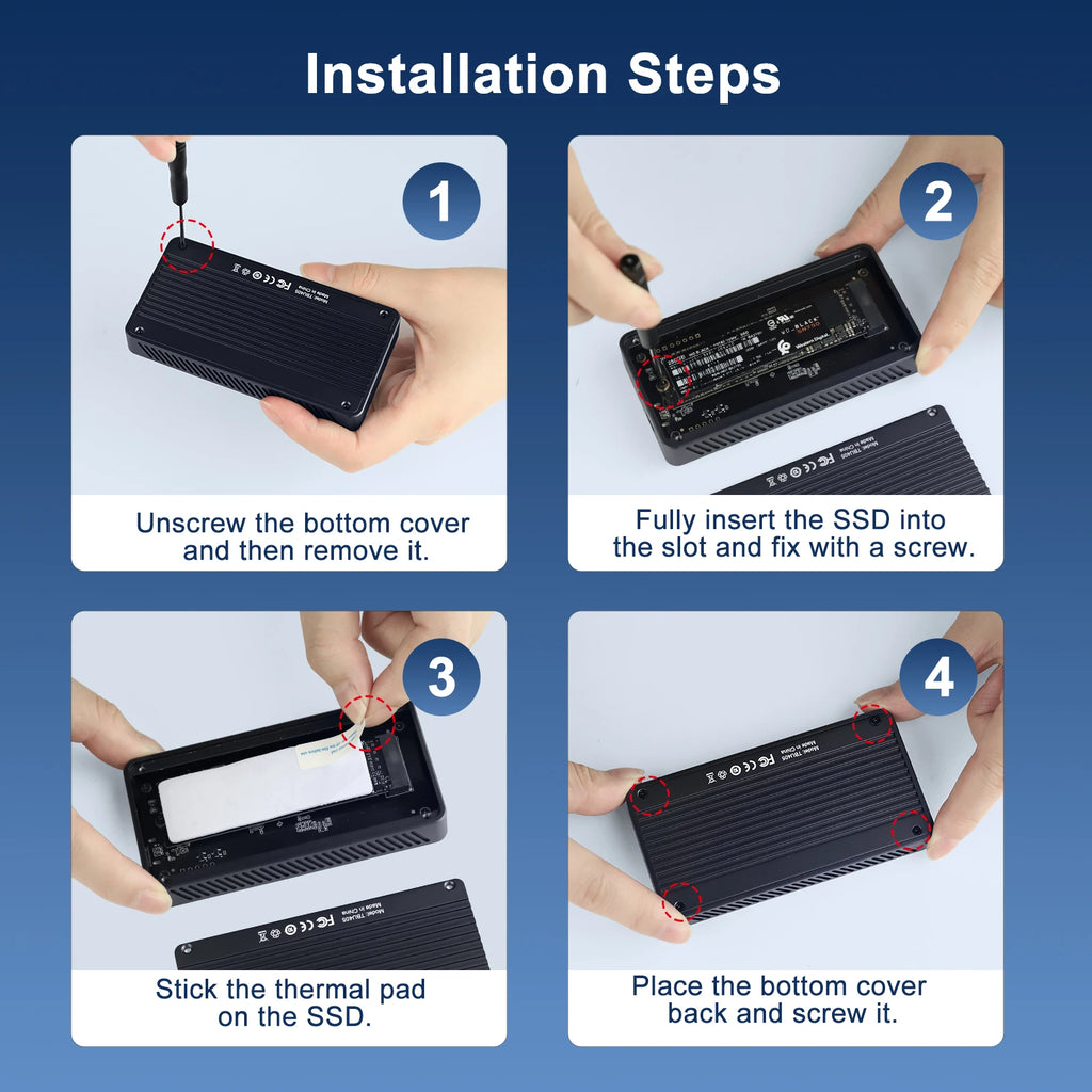 ACASIS Thunderbolt 4 USB 4.0 Mobile M.2 NVME 8TB 40Gbps High Speed Tool-Free Aluminum SSD Enclosure