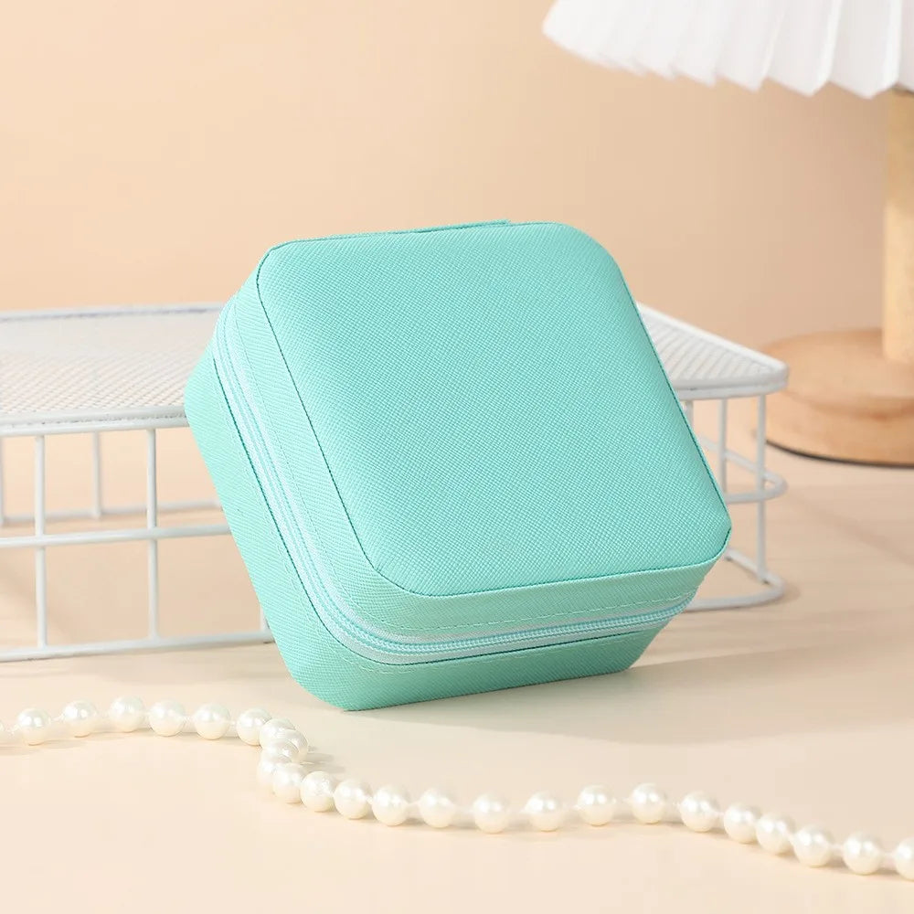 Portable Jewelry Storage Box Travel Organizer Jewelry Case Leather Storage Earrings Necklace Ring Jewelry Organizer Display