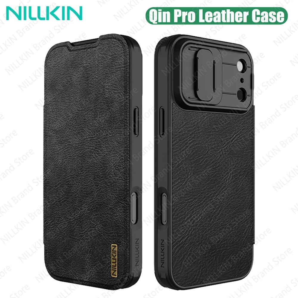 Nillkin For iPhone 17 Pro Max / 17 Pro Flip Case QIN Pro Leather Case Card Pocket Slide Camera Book Cover For iPhone 17 / Air