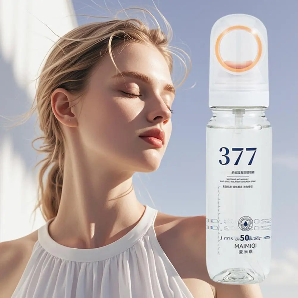 90ml 377 Facial Skin Whitening Sunscreen Spray Anti-wrinkle Anti-aging Multi-effect Isolation Sun Protection Spray SPF 50+