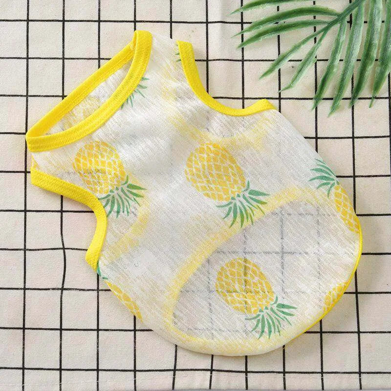 Sun Protection Clothing for Cats Summer Pet Vest Ultra-thin Breathable Cute Print Kitten Puppy Rabbit Clothes Pajamas ropa gato