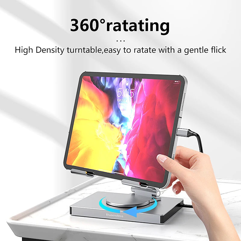 9-in-1 for IPad Pro USB C Hub Stand for M4/M2/Air 13/12.9/11", 4K HDMI, Ethernet, SD/TF Reader, 3xUSB 3.0, Foldable Dock