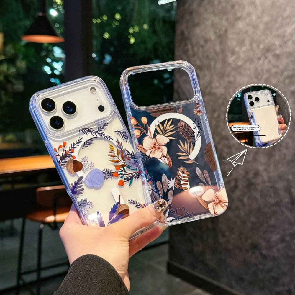 Watercolor Transparent Flowers Element Design Magnetic Phone Case，For iphone 17 17Pro max 17Air Colorful Daisy case