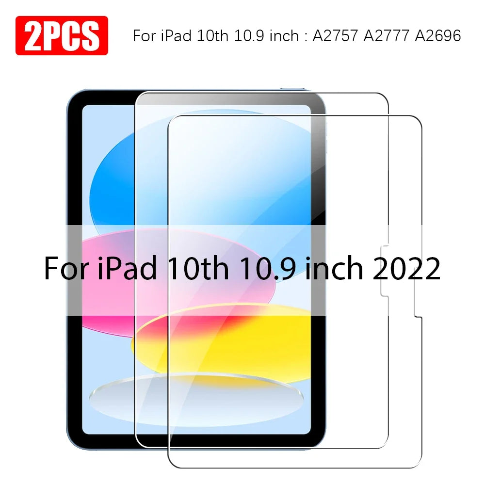 Tempered Glass For Ipad 10 9 9th 10th Generation Air 13 11 5 4 M2 Screen Protector Pro 11 12.9 M4 2024 10.2 10.9 Protective Film