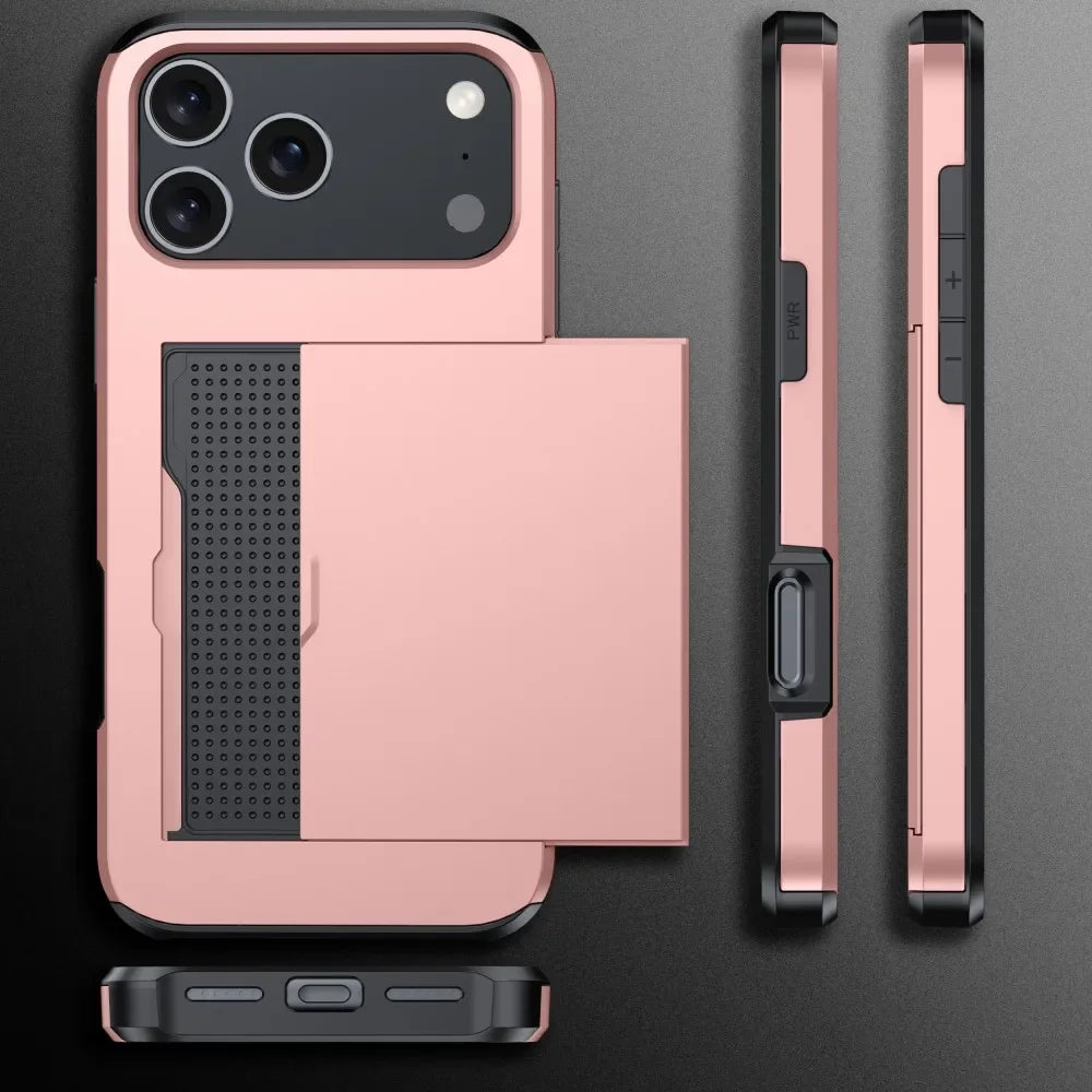 Wallet Slide Cover Card Slot Phone Cover For iPhone 17 Pro Max 17 Air 17Pro Max Case Luxury Business Style Shockproof Funda Capa