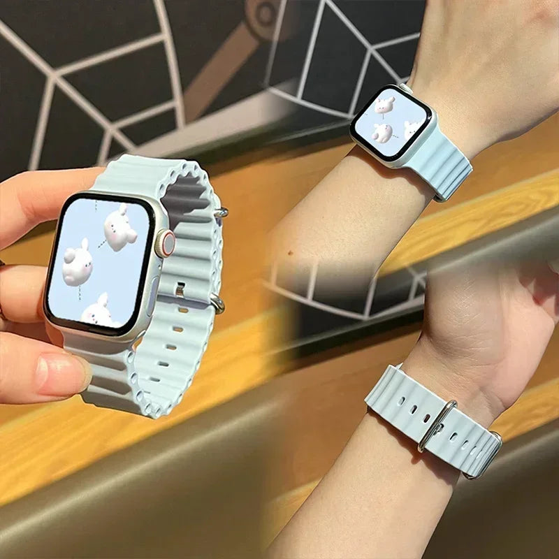 Silicone Ocean band for Apple Watch straps 45mm 46mm 40mm Ultra 2 49mm 44mm 41mm 38-42mm sport bracelet series 10 9 8 7 6 5 4 SE