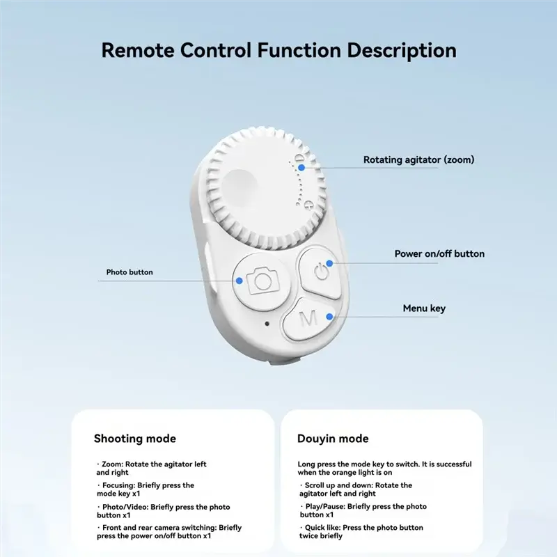 TELESIN Wireless Remote Control Mobile Phone Zoom Bluetooth Controller For IOS/Android/Harmony OS Music Video Remote Control