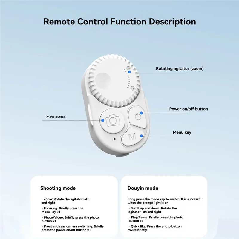 TELESIN Wireless Remote Control Mobile Phone Zoom Bluetooth Controller For IOS/Android/Harmony OS Music Video Remote Control