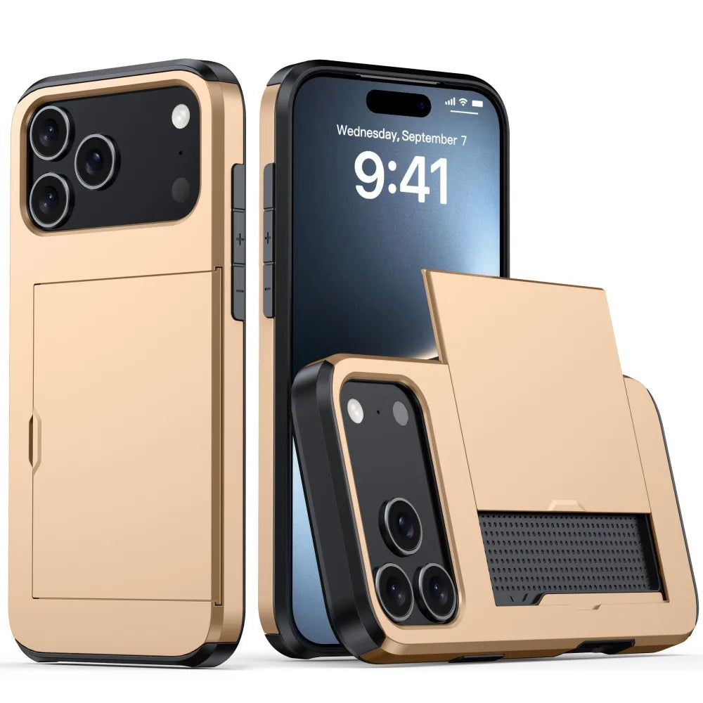 Wallet Slide Cover Card Slot Phone Cover For iPhone 17 Pro Max 17 Air 17Pro Max Case Luxury Business Style Shockproof Funda Capa
