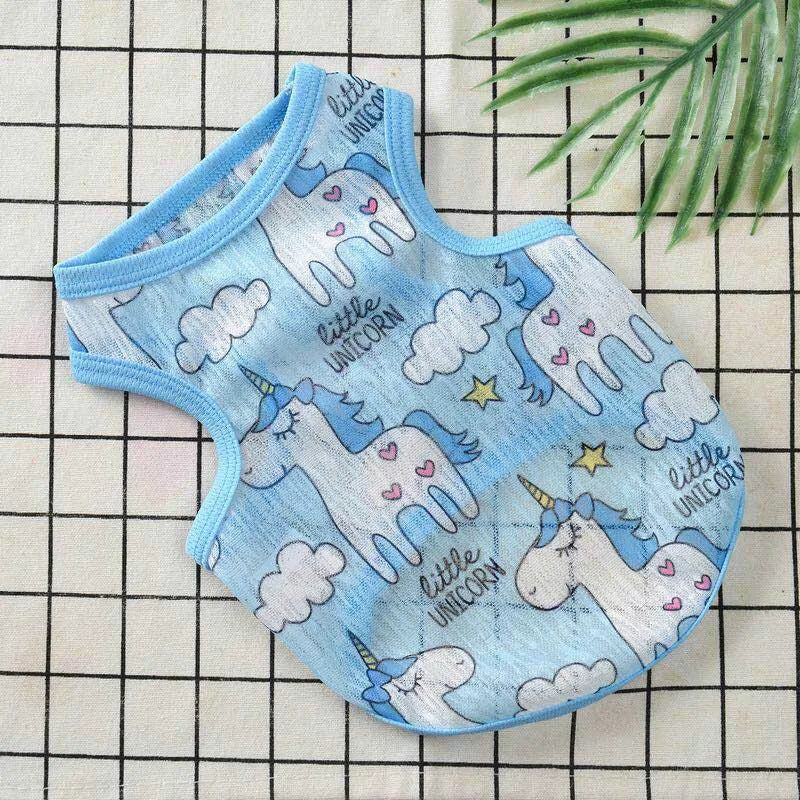 Sun Protection Clothing for Cats Summer Pet Vest Ultra-thin Breathable Cute Print Kitten Puppy Rabbit Clothes Pajamas ropa gato