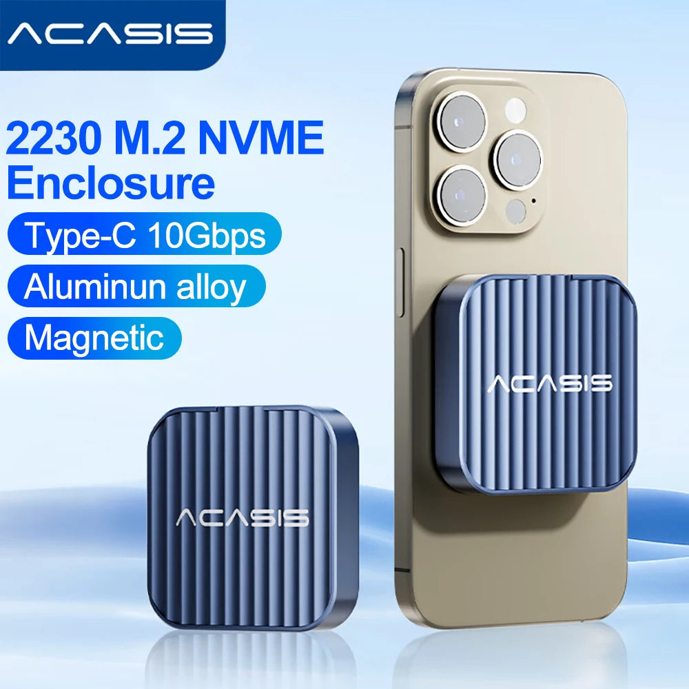 Acasis Magnetic M.2 2230 NVMe SSD Enclosure 10Gbps USB C 3.1 to NVMe PCI-E For iPhone 15/14/13/12 Pro 2TB External Driver Case