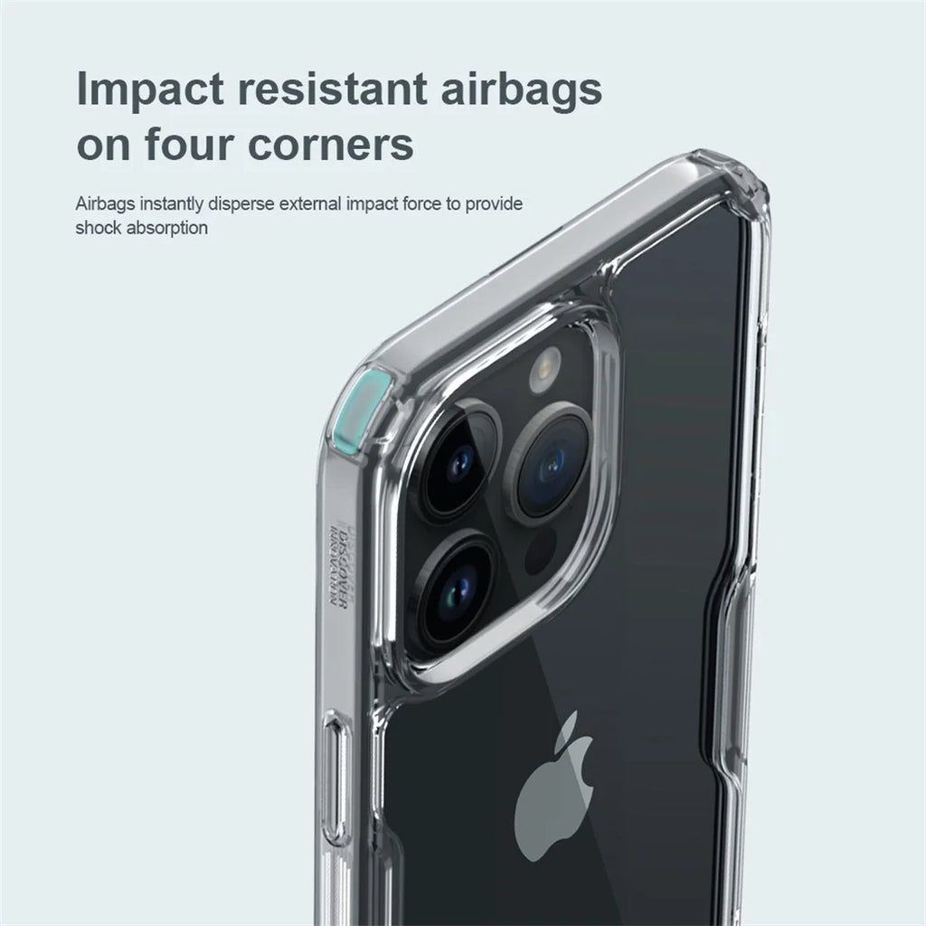 Nillkin For iPhone 15 Pro Max Case Nature Pro Transparent Clear TPU Frame Protection Cover For iPhone 15 /15 Plus Bumper
